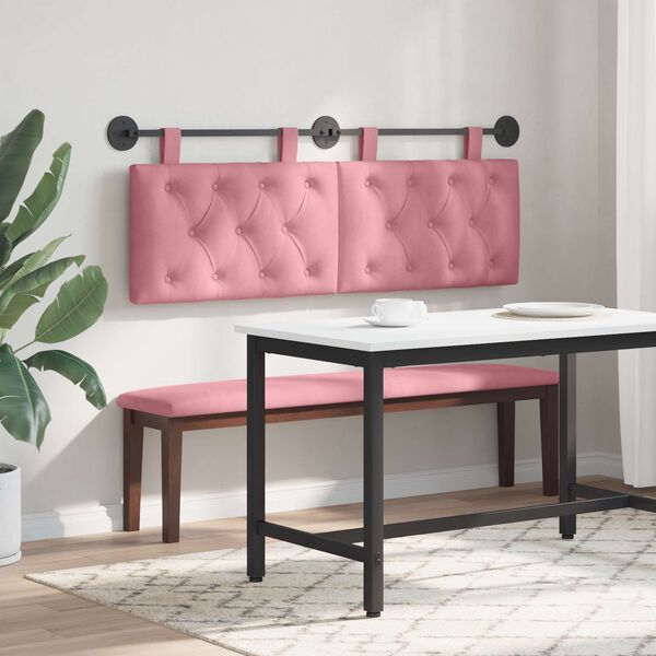 vidaXL H&auml;ngevorderseite Wandmontiert Rosa 150 x 55 x 7 cm Samt