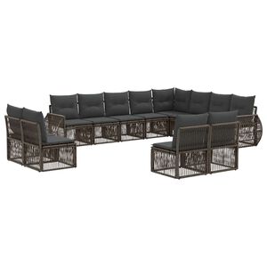 vidaXL Gartensofa-set 12 stk. Grau und Dunkelgrau Poly-Rattan