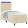 vidaXL Boxspringbett mit Matratze mit LED Creme 100 x 200 cm Stoff