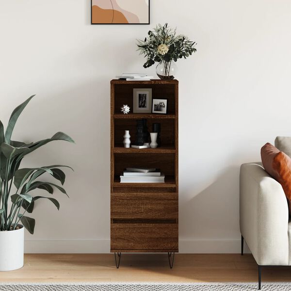 vidaXL Highboard Braun Eichen-Optik 40x36x110 cm Holzwerkstoff