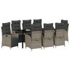 vidaXL Garten Essgruppe mit Kissen 9 pcs Grau Poly-Rattan