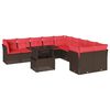 vidaXL 11-teiliges Gartensofa-Set mit Kissen, braun, Polyrattan