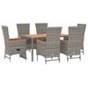 vidaXL 7-tlg. Garten-Essgruppe mit Kissen Grau Poly Rattan