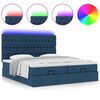vidaXL Ottoman-Bett mit Matratzen & LEDs Blau 200x200 cm Stoff
