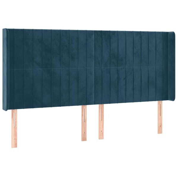 vidaXL LED Kopfteil Dunkelblau 163x16x118/128 cm Samt