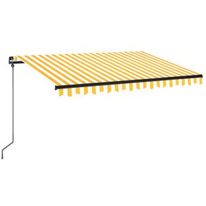 vidaXL Markise Manuell Einziehbar mit LED 350x250 cm Gelb und Wei&szlig;