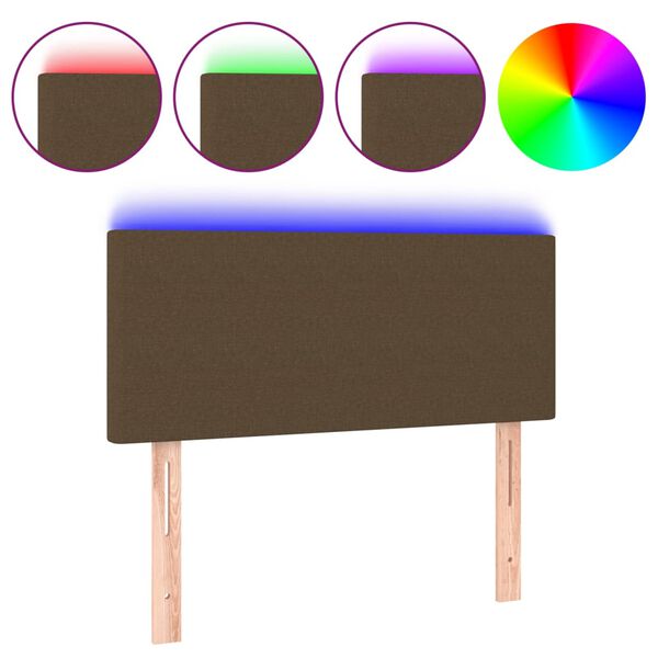 vidaXL LED Kopfteil Dunkelbraun 90x5x78/88 cm Stoff