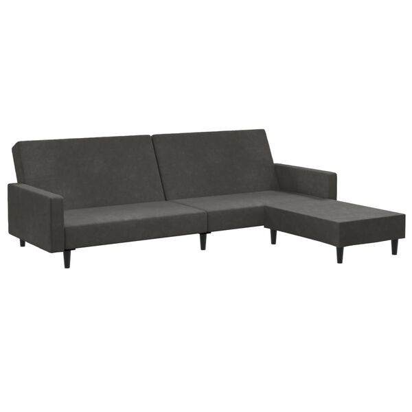 vidaXL Schlafsofa 2-Sitzer mit Fu&szlig;hocker Dunkelgrau Samt