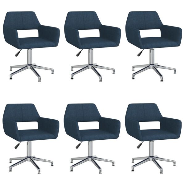 vidaXL Esszimmerst&uuml;hle 6 Stk. Drehbar Blau Stoff