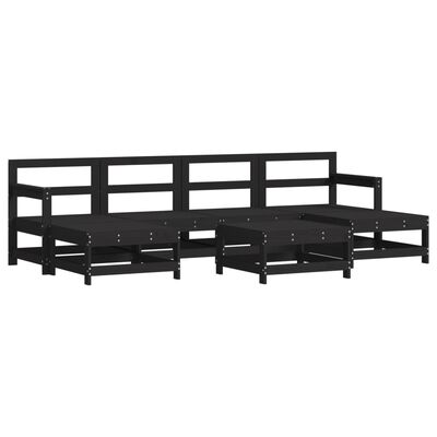 vidaXL 7-tlg. Garten-Lounge-Set Schwarz Massivholz Kiefer