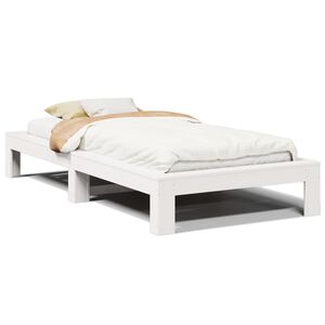 vidaXL Massivholzbett ohne Matratze Wei&szlig; 100x200 cm Kiefernholz