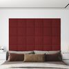 vidaXL Wandpaneele 12 Stk. Weinrot 30x30 cm Stoff 1,08 m&sup2;