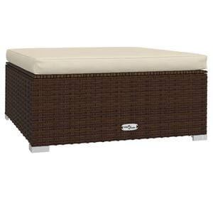 vidaXL Gartenhocker mit Kissen Braun 70x70x30 cm Poly Rattan
