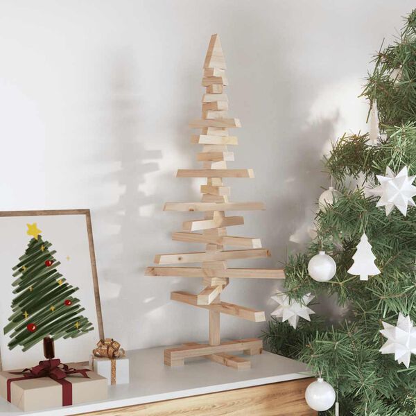 vidaXL Weihnachtsbaum Holz zum Schm&uuml;cken 90 cm Massivholz Kiefer