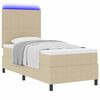 vidaXL LED Boxspringbett Hellgrau und Wei&szlig; 90 x 200 cm Cordstoff