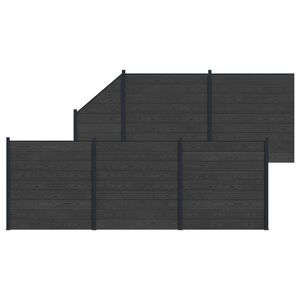 vidaXL Zaunelement 6 pcs WPC und Aluminium Schwarz