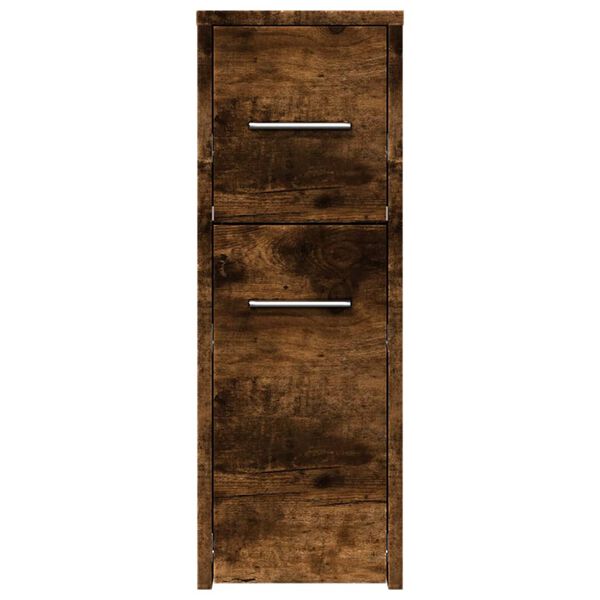 vidaXL Badschrank Schmal mit Rollen R&auml;uchereiche Holzwerkstoff