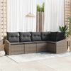 vidaXL Sofa Set mit Kissen 5 pcs Grau Poly-Rattan