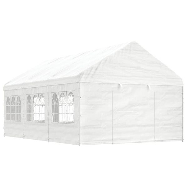 vidaXL Pavillon mit Dach Wei&szlig; 6,69 x 4,08 x 3,22 m Polyethylen