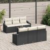 vidaXL Sofa Set mit Kissen 7 pcs Schwarz und Creme Poly Rattan