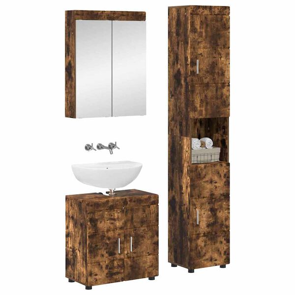 vidaXL Badezimmerm&ouml;bel-Set TULUM Ger&auml;ucherte Eiche Holzwerkstoff