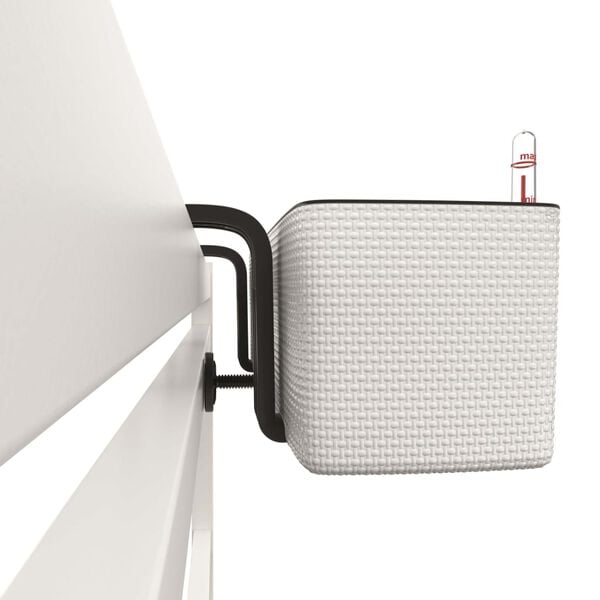 LECHUZA Blumenkasten CUBE color triple mit Halter Weiß 13680