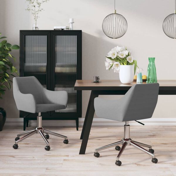 vidaXL Esszimmerst&uuml;hle 2 Stk. Drehbar Hellgrau Stoff