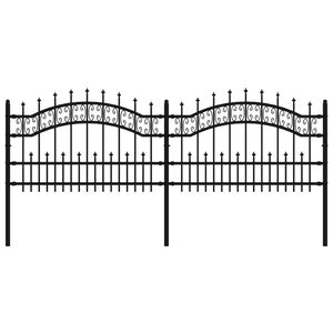 vidaXL Gartenzaun mit Speerspitze Schwarz 240 x 75 cm Pulverbeschichteter Stahl