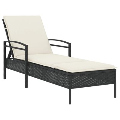 vidaXL Sonnenliege mit Auflage Schwarz 63x200x81 cm Poly Rattan