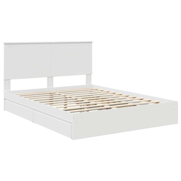 vidaXL Aufbewahrungsbett mit Kopfteil Wei&szlig; 150 x 200 cm Holzwerkstoff