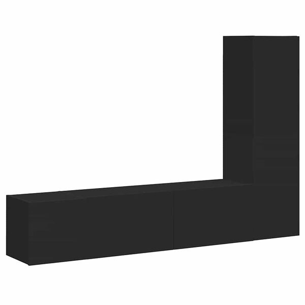 vidaXL 3-tlg. TV-Schrank-Set Schwarz Holzwerkstoff