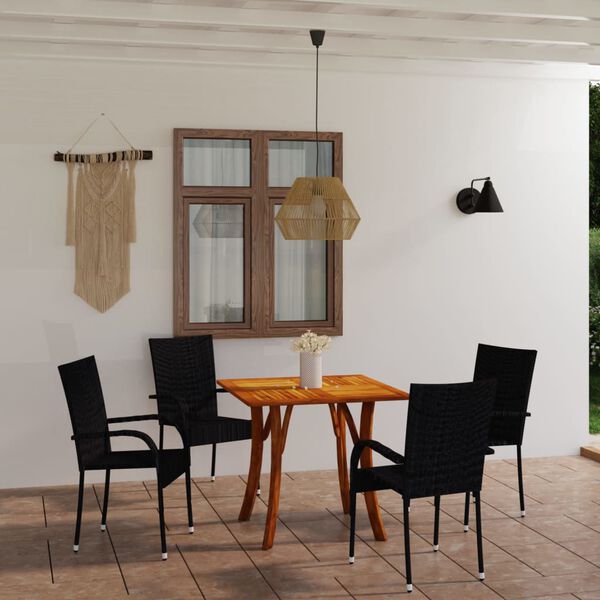 vidaXL 5-tlg. Garten-Essgruppe Schwarz