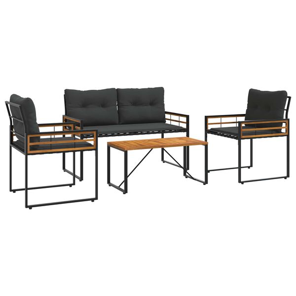 vidaXL Gartenm&ouml;bel Set mit Kissen 4 pcs Blassgrau