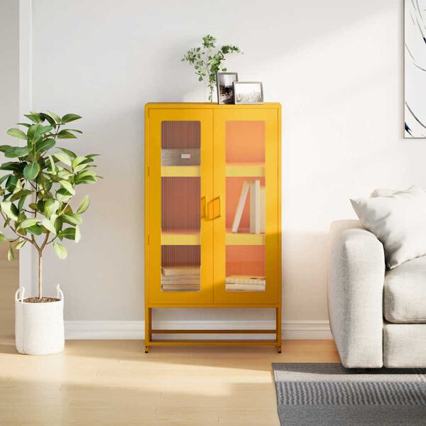 vidaXL Highboard Senfgelb 68x39x123 cm Stahl