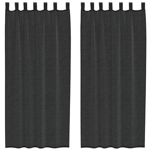 vidaXL Voile Vorh&auml;nge mit Lasche 2 Stk. Schwarz