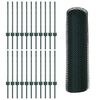 vidaXL Zaun mit Pfosten Gr&uuml;n 0,5 x 50 m Stahl und PVC