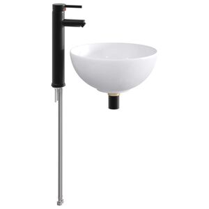 vidaXL Waschbecken mit Wasserhahn und Abfluss Matt Schwarz