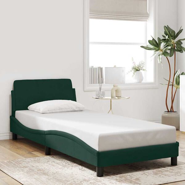 vidaXL Bettgestell "Dover" Dunkelgr&uuml;n 90x200 cm Samt