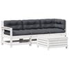 vidaXL 4-tlg. Garten-Lounge-Set mit Kissen Wei&szlig; Massivholz Kiefer