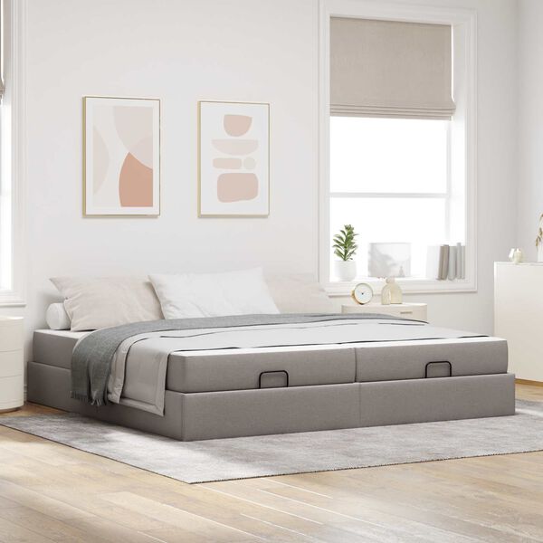 vidaXL Bettgestell mit Matratze mit Matratze 2 pcs Taupe Stoff