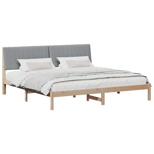 vidaXL Bettrahmen mit Kopfteil Braun 200 x 200 cm Massives Kiefernholz