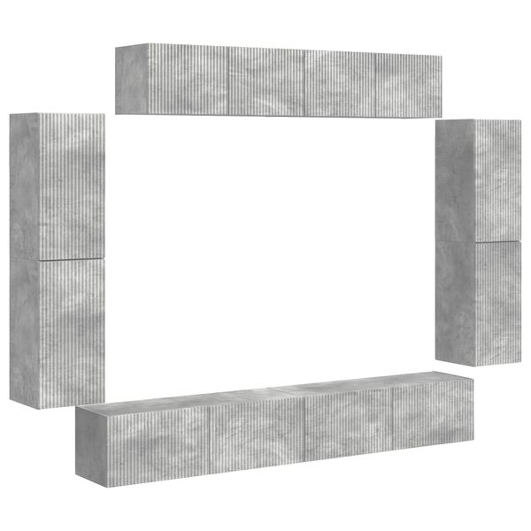 vidaXL TV-Schr&auml;nk 8 pcs Beton Grau