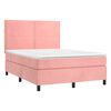 vidaXL Boxspringbett mit Matratze & LED Rosa 140x190 cm Samt