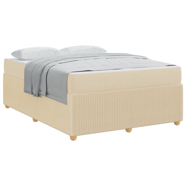 vidaXL Bettrahmen mit Matratze Creme 140 x 200 cm Stoff