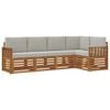 vidaXL Outdoor-Sofagarnitur 5 stk. Nat&uuml;rlich und Hellgrau Polyester