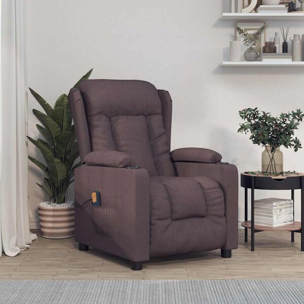 vidaXL Massagesessel Dunkelbraun Stoff