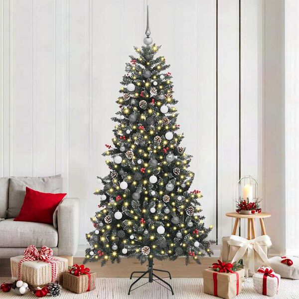 vidaXL K&uuml;nstlicher Weihnachtsbaum Gr&uuml;n 210 cm PVC, Plastik und Stahl