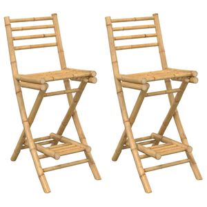 vidaXL Outdoor-Barhocker mit Fu&szlig;st&uuml;tzen 2 Stk. Klappbar Bambus