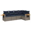 vidaXL 5-tlg. Garten-Sofagarnitur mit Kissen Grau Poly Rattan