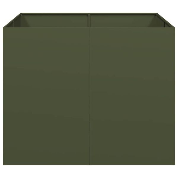 vidaXL Pflanzgef&auml;&szlig; Olivgr&uuml;n 100x100x80 cm Stahl